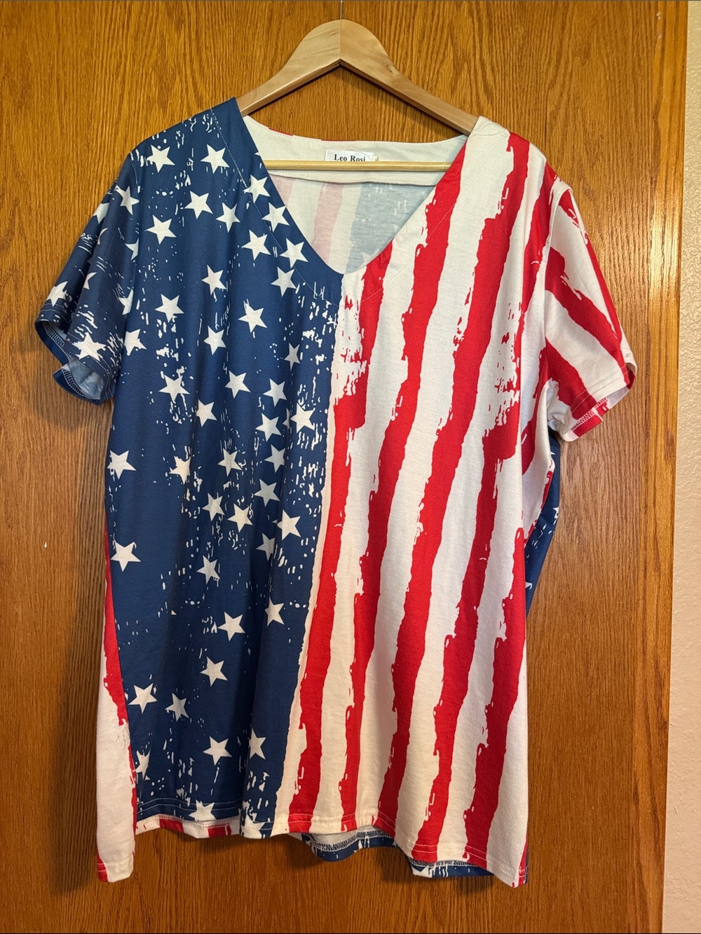 Leo Rosi Red, White & Blue V-Neck Flag Tee